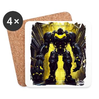 Futuristic Cyberpunk Mech Warrior Sci Fi Robot - Coasters (set of 4) - white - Front