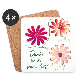 Danke für die schöne Zeit - Untersetzer (4er-Set) - Weiß - Vorne