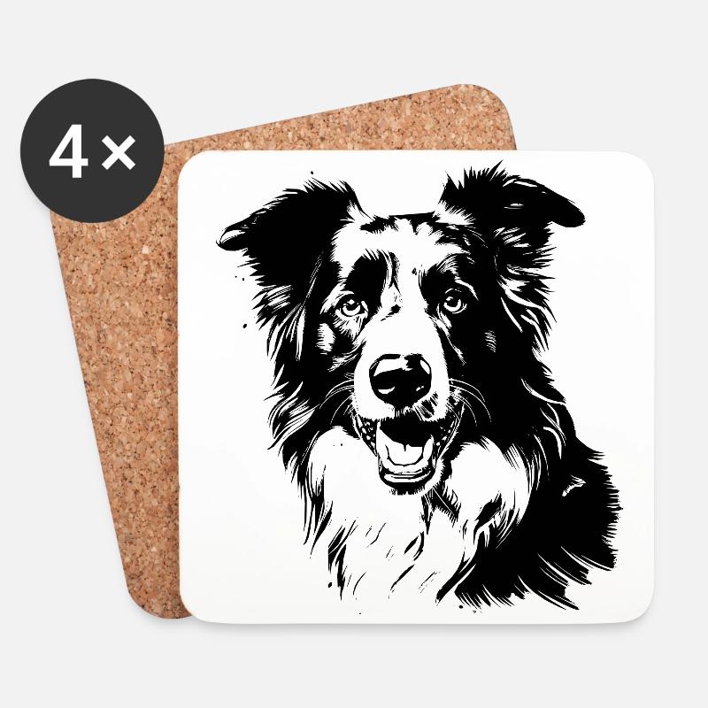 Border Collie - Untersetzer (4er-Set) - Weiß