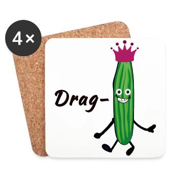 Drag Queen, Reine, Concombre - Dessous de verre (lot de 4) - blanc - Devant