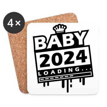 Baby 2024 Loading - Coasters (set of 4) - white - Front