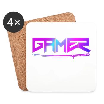 Gamer mit Schwert - Untersetzer (4er-Set) - Weiß - Vorne