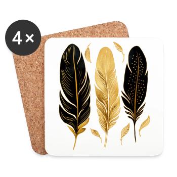 Golden Feathers - Coasters (set of 4) - white - Front