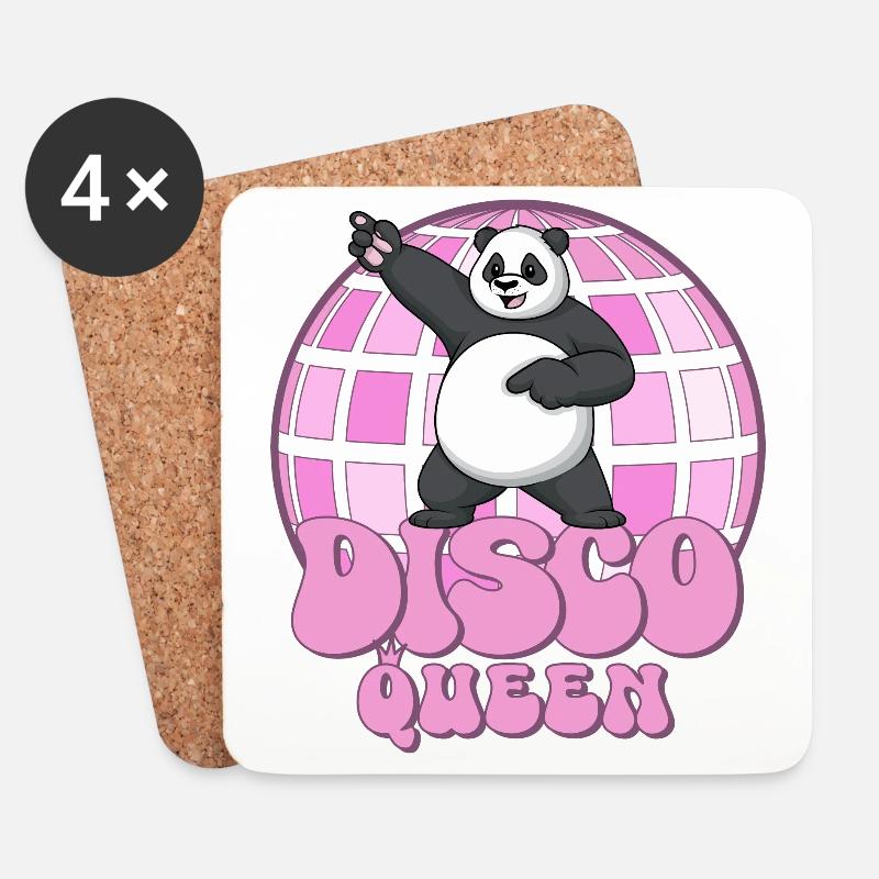Disco Queen Panda 70er Jahre Discokugel Discoqueen - Untersetzer (4er-Set) - Weiß