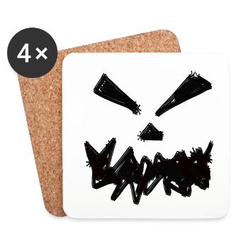 Halloween, Pumpkin, Face, Drawing - Coasters (set of 4) - white - Front