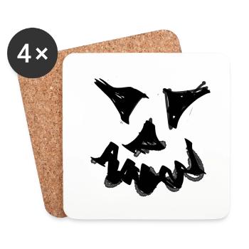 visage, bande dessinée, halloween, monstre - Dessous de verre (lot de 4) - blanc - Devant