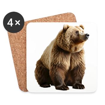 Les ours bruns sont omnivores - Dessous de verre (lot de 4) - blanc - Devant
