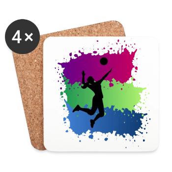 volley-ball - Dessous de verre (lot de 4) - blanc - Devant