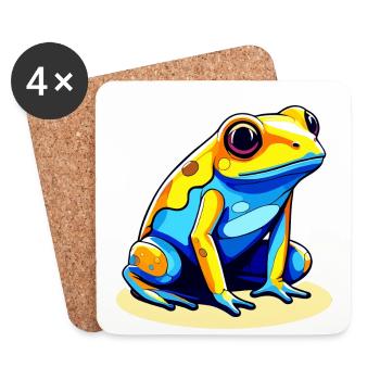 Pfeilgiftfrosch Frosch Zeichnung - Untersetzer (4er-Set) - Weiß - Vorne