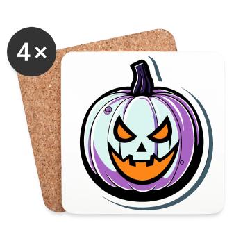 Dessin d’Halloween citrouille - Dessous de verre (lot de 4) - blanc - Devant