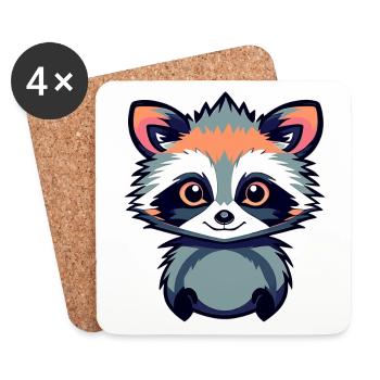 Raccoon Illustration - Coasters (set of 4) - white - Front
