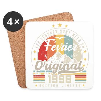 Février 1998 Cadeau 26e Anniversaire Février 1998 - Dessous de verre (lot de 4) - blanc - Devant