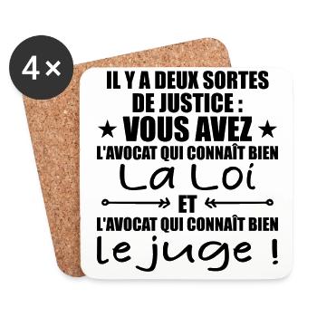 Il y a Deux Sortes de Justice / Humour Avocat - Dessous de verre (lot de 4) - blanc - Devant