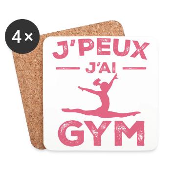 Gymnastik-Geschenk - Ich kann nicht ins Fitnessstudio - Untersetzer (4er-Set) - Weiß - Vorne