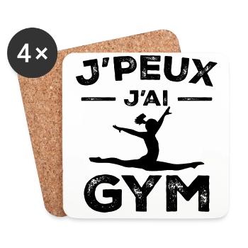 Gymnastik-Geschenk - Ich kann nicht ins Fitnessstudio - Untersetzer (4er-Set) - Weiß - Vorne