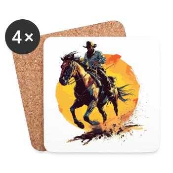 Cowboy Pferd Wild West Western Reiten Wildnis USA - Untersetzer (4er-Set) - Weiß - Vorne