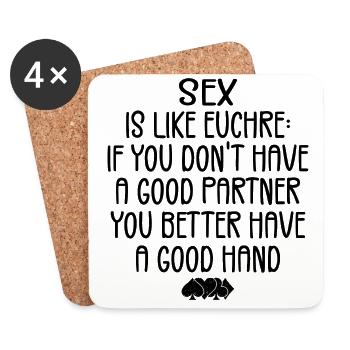 Funny Adult Novelty Euchre - Coasters (set of 4) - white - Front