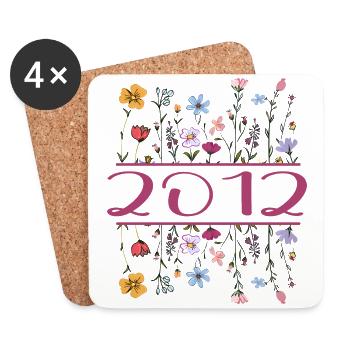 2012 Legendär Seit 2012 Geburtstag 2012 Frauen - Untersetzer (4er-Set) - Weiß - Vorne