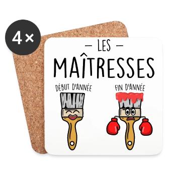 Teachers at the beginning and end of the year - Coasters (set of 4) - white - Front