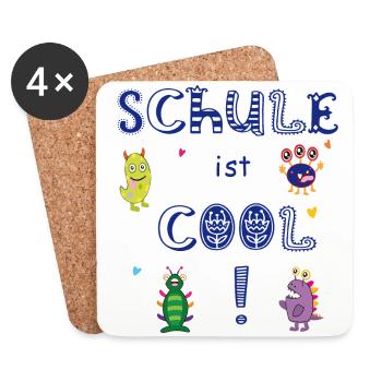 School is Cool School Enrollment - Coasters (set of 4) - white - Front