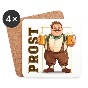 Bier Bierkrug Maß Maßkrug Prost Saufen Lederhosen - Untersetzer (4er-Set) - Weiß - Vorne