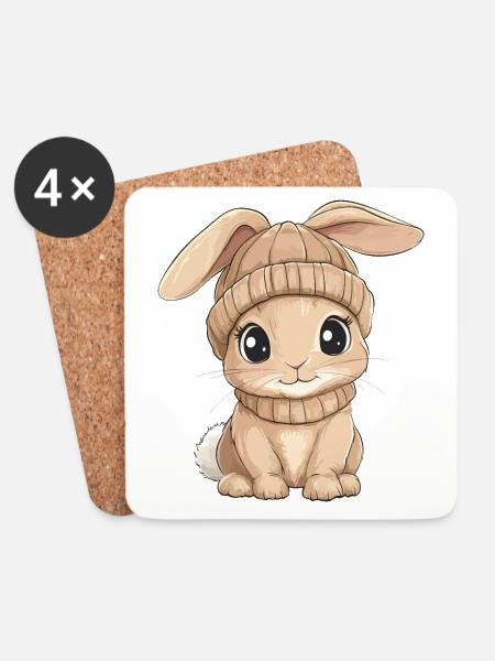 Hase Süß Niedlich Baby Kinder Tier Cartoon - Untersetzer (4er-Set) - Weiß