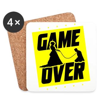 Mariage Game Over Enterrement de vie de jeune fille - Dessous de verre (lot de 4) - blanc - Devant