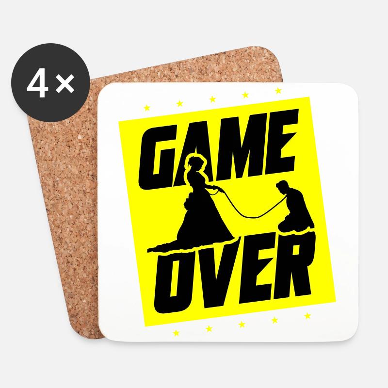 Hochzeit Game Over Junggesellenabschied - Untersetzer (4er-Set) - Weiß