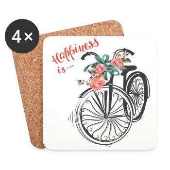 Le bonheur, c’est... - Dessous de verre (lot de 4) - blanc - Devant