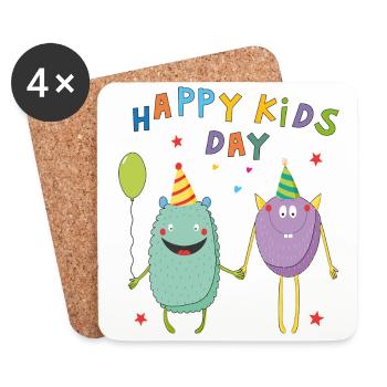 Happy Kids Day - Untersetzer (4er-Set) - Weiß - Vorne
