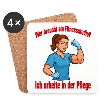Wer braucht ein Fitnessstudio - Frau - Untersetzer (4er-Set) - Weiß - Vorne