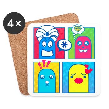 Small Creatures (Comic, Pop Art) - Coasters (set of 4) - white - Front
