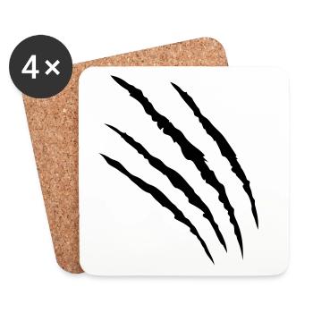 kratzer tatze klaue claws pfote - Coasters (set of 4) - white - Front