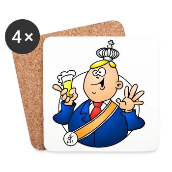 Dessin animé monarque avec bière et couronne - Dessous de verre (lot de 4) - blanc - Devant