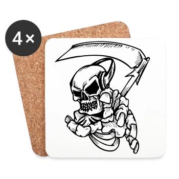 Skelett mit Sense - Coasters (set of 4) - white - Front