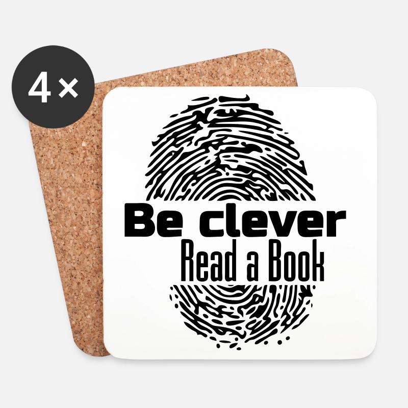 Be clever - Read a Book Buch Bücher Lesen Geschenk - Untersetzer (4er-Set) - Weiß