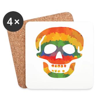Coloured skull - Coasters (set of 4) - white - Front