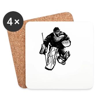 Hockey goalkeeper - Dessous de verre (lot de 4) - blanc - Devant