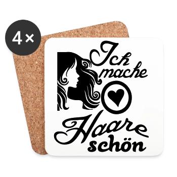 Ich mache Haare schön Friseur Spruch Geschenk - Untersetzer (4er-Set) - Weiß - Vorne