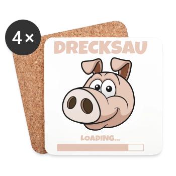 Drecksau - Untersetzer (4er-Set) - Weiß - Vorne