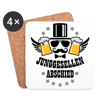 JGA Junggesellenabschied deluxe Bier Beer Party - Untersetzer (4er-Set) - Weiß - Vorne
