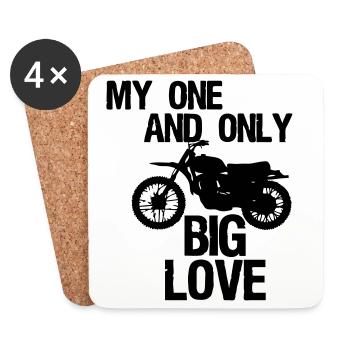 Big Love - Moto Motard Motard Disant cadeau - Dessous de verre (lot de 4) - blanc - Devant