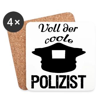 Voll der coole Polizist,Polizei,Berufe,Geschenk - Untersetzer (4er-Set) - Weiß - Vorne