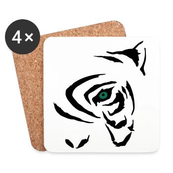 Oeil de tigre Mystérieux Graphique - Dessous de verre (lot de 4) - blanc - Devant