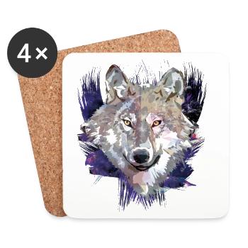 Wolf | Animal | Grey Wolf - Coasters (set of 4) - white - Front