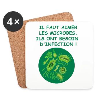 Les microbes - Dessous de verre (lot de 4) - blanc - Devant