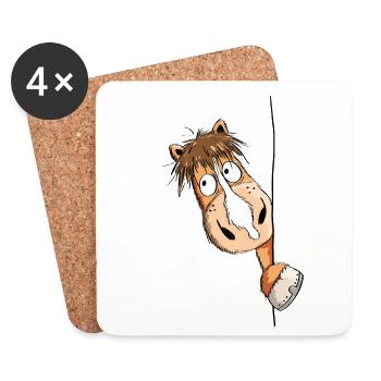 Neugieriges Pferd - Untersetzer (4er-Set) - Weiß - Vorne