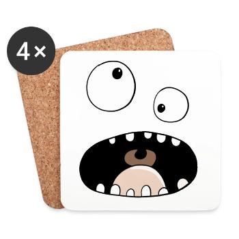 Funny Comic Monster Gesicht - Untersetzer (4er-Set) - Weiß - Vorne