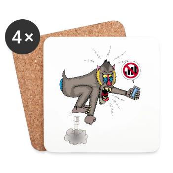 Monkey and mobile phone - Coasters (set of 4) - white - Front