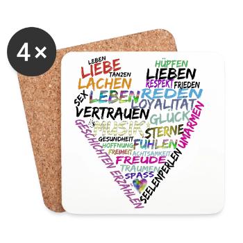 Herz Text - Untersetzer (4er-Set) - Weiß - Vorne